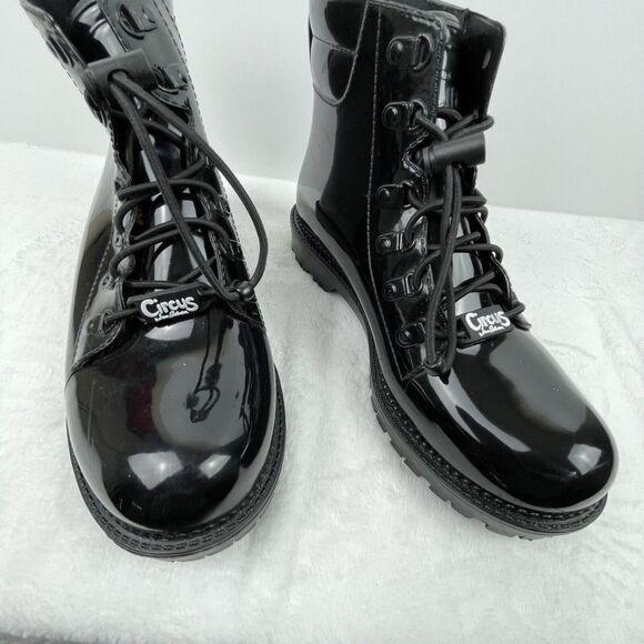 Circus by Sam Edelman Knox Women's Moto Combat Boots‎ Black Patent Leather Sz 8 - Picture 6 of 16